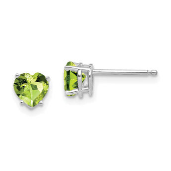 14k White Gold 5mm Heart Peridot Earrings