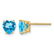 14k 6mm Heart Blue Topaz Earrings - Birthstone Company