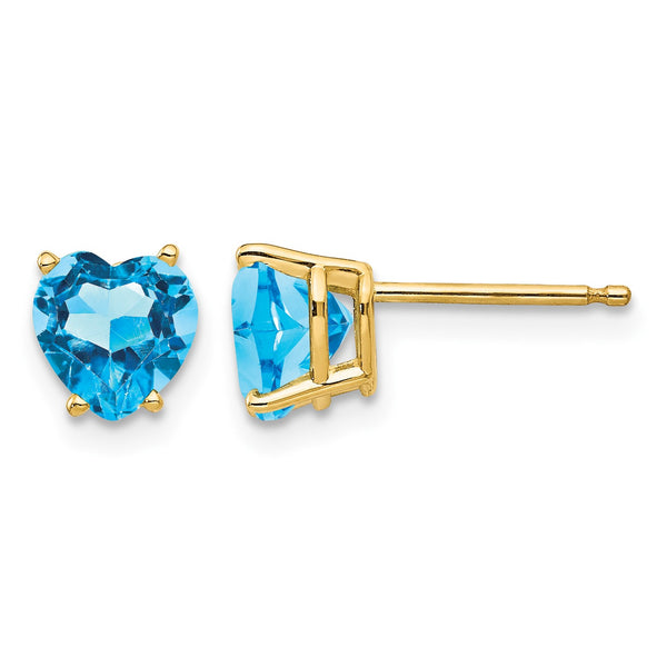 14k 6mm Heart Blue Topaz Earrings - Birthstone Company