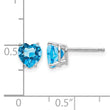 14k White Gold 6mm Heart Blue Topaz Earrings - Birthstone Company