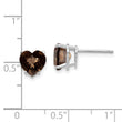 Heart Checker-Cut Smoky Quartz Stud Earrings in 14K White Gold, 7mm
