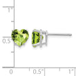 14k White Gold 7mm Heart Peridot Earrings - Birthstone Company