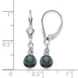 14K White Gold 5-6mm Black Semi-round FWC Pearl Leverback Earrings - Birthstone Company