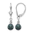 14K White Gold 5-6mm Black Semi-round FWC Pearl Leverback Earrings - Birthstone Company