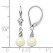 14K White Gold 5-6mm White Semi-round FWC Pearl Leverback Earrings - Birthstone Company