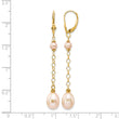 14K 5-8mm Pink Freshwater Cultured Pearl Leverback Earrings - Birthstone Company