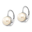 14K White Gold 6-7mm Button Freshwater Cultured Pearl Leverback Earrings - Birthstone Company