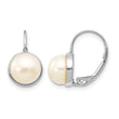 14K White Gold 6-7mm Button Freshwater Cultured Pearl Leverback Earrings - Birthstone Company
