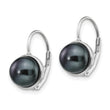 14K White Gold 6-7mm Black Button FW Cultured Pearl Leverback Earrings - Birthstone Company