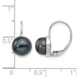 14K White Gold 6-7mm Black Button FW Cultured Pearl Leverback Earrings - Birthstone Company