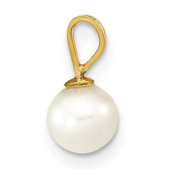 14K 5-6mm Round White FW Cultured Pearl Pendant - Birthstone Company