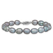 14K White Gold 8-9mm Grey Rice Freshwater Cultured Pearl Bracelet 7.25 in - Birthstone Company