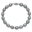 14K White Gold 8-9mm Grey Rice Freshwater Cultured Pearl Bracelet 7.25 in - Birthstone Company