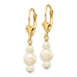 14K 3-3.5mm & 5-5.5mm Semi-Round FWC Pearl Leverback Dangle Earrings - Birthstone Company