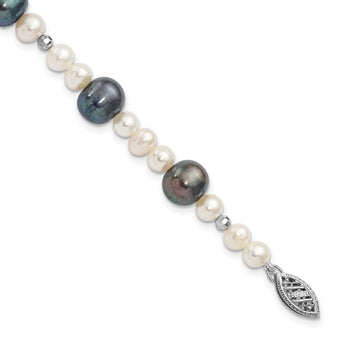 14K WG White & Peacock Semi-round Freshwater Cultured Mirror Bead Bracelet - Birthstone Company