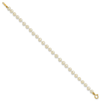 14k 3-4mm White Near Round Freshwater Cultured Pearl Bracelet 5 in - Birthstone Company