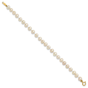 14k 4-5mm White Near Round Freshwater Cultured Pearl Bracelet - Birthstone Company