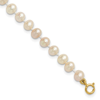 14k 4-5mm White Near Round Freshwater Cultured Pearl Bracelet - Birthstone Company