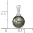 14K WG 9-10mm Black Round Saltwater Cultured Tahitian Pearl Pendant - Birthstone Company