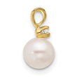14K 6-7mm Round White Saltwater Akoya Cultured Pearl Diamond Pendant - Birthstone Company