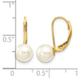 14k 7-8mm White Round Saltwater Akoya Cultured Pearl Leverback Earrings - Birthstone Company