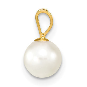14K Gold 6-7mm White Saltwater Akoya Cultured Pearl Pendant - Birthstone Company