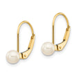 14k 4-5mm White Round Freshwater Cultured Pearl Leverback Earrings - Birthstone Company