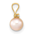 14K 5-6mm Round Pink Freshwater Cultured Pearl Diamond Pendant - Birthstone Company