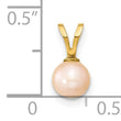 14K Gold 5-6mm Round Pink FW Cultured Pearl Pendant - Birthstone Company