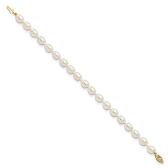 14k 7-8mm White Rice Freshwater Cultured Pearl Bracelet - Birthstone Company
