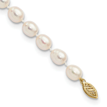 14k 7-8mm White Rice Freshwater Cultured Pearl Bracelet - Birthstone Company