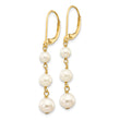 14k 4-6mm White Semi-round FW Cultured Pearl Gaduated Leverback Earrings - Birthstone Company