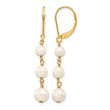 14k 4-6mm White Semi-round FW Cultured Pearl Gaduated Leverback Earrings - Birthstone Company