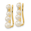 14k 3-5mm FW Cultured Pearl .016ct Diamond Ear Climber Earrings - Birthstone Company