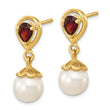 14K 6-7mm FWC Pearl Mozambique Garnet Dangle Post Earrings - Birthstone Company