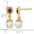 14K 6-7mm FWC Pearl Mozambique Garnet Dangle Post Earrings - Birthstone Company