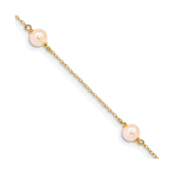 14K Madi K 5-6mm Pink Round FWC Pearl 3-station Bracelet - Birthstone Company