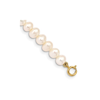 14K Madi K 4-5mm White Egg Shape Freshwater Cultured Pearl Bracelet - Birthstone Company