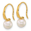 14k Polished 6-7mm Round White South Sea Saltwater Cultured Pearl Dangle Earrings - Birthstone Company