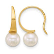 14k Polished 6-7mm Round White South Sea Saltwater Cultured Pearl Dangle Earrings - Birthstone Company