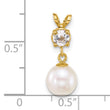 14k Polished 7-8mm Round White Freshwater Cultured Pearl Dangle and White Topaz Pendant - Birthstone Company