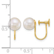 14k Polished 7-8mm Round Akoya Saltwater Cultured Pearl Non-Pierced Earrings - Birthstone Company