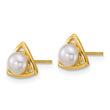 14k Polished 4-5mm Button White Freshwater Cultured Pearl Triangle Post Earrings - Birthstone Company