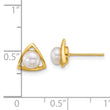 14k Polished 4-5mm Button White Freshwater Cultured Pearl Triangle Post Earrings - Birthstone Company