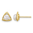 14k Polished 4-5mm Button White Freshwater Cultured Pearl Triangle Post Earrings - Birthstone Company