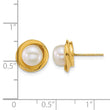 14k Polished 6-7mm Button White Freshwater Cultured Pearl Post Earrings - Birthstone Company