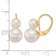 14k Polished 6-9mm Round White Freshwater Cultured 2-Pearl Leverback Earrings - Birthstone Company