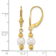 14k Polished 5-6mm Round White Freshwater Cultured Pearl Dangle Leverback Earrings - Birthstone Company