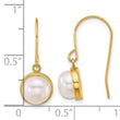 14k Polished 6-7mm Button White Freshwater Cultured Pearl Dangle Shepherd Hook Earrings - Birthstone Company