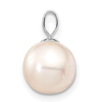 14k White Gold 8-9mm White Round Freshwater Cultured Pearl Pendant - Birthstone Company